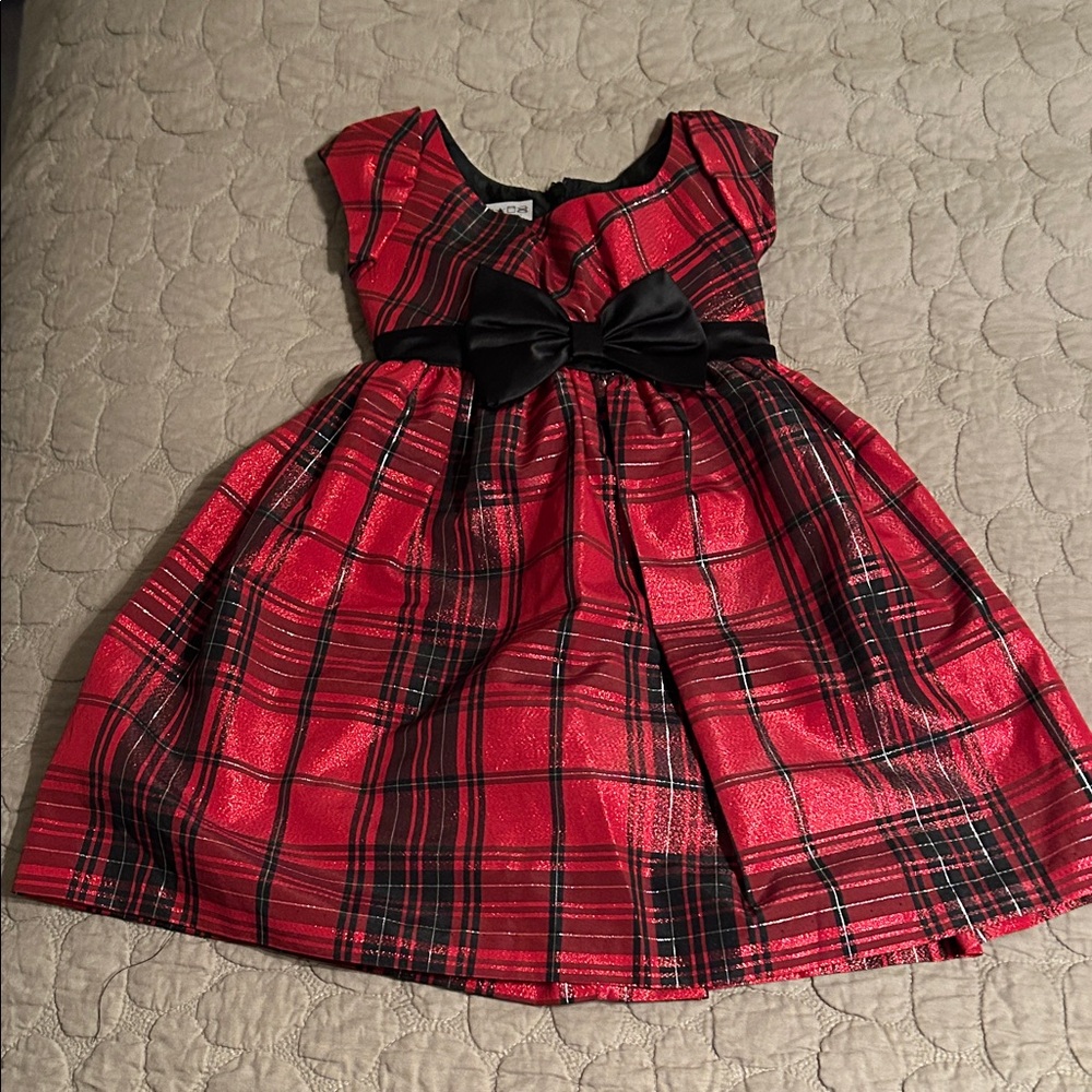 Bonnie Jean Red and Black Plaid Formal Dress perfect for Christmas/New Years